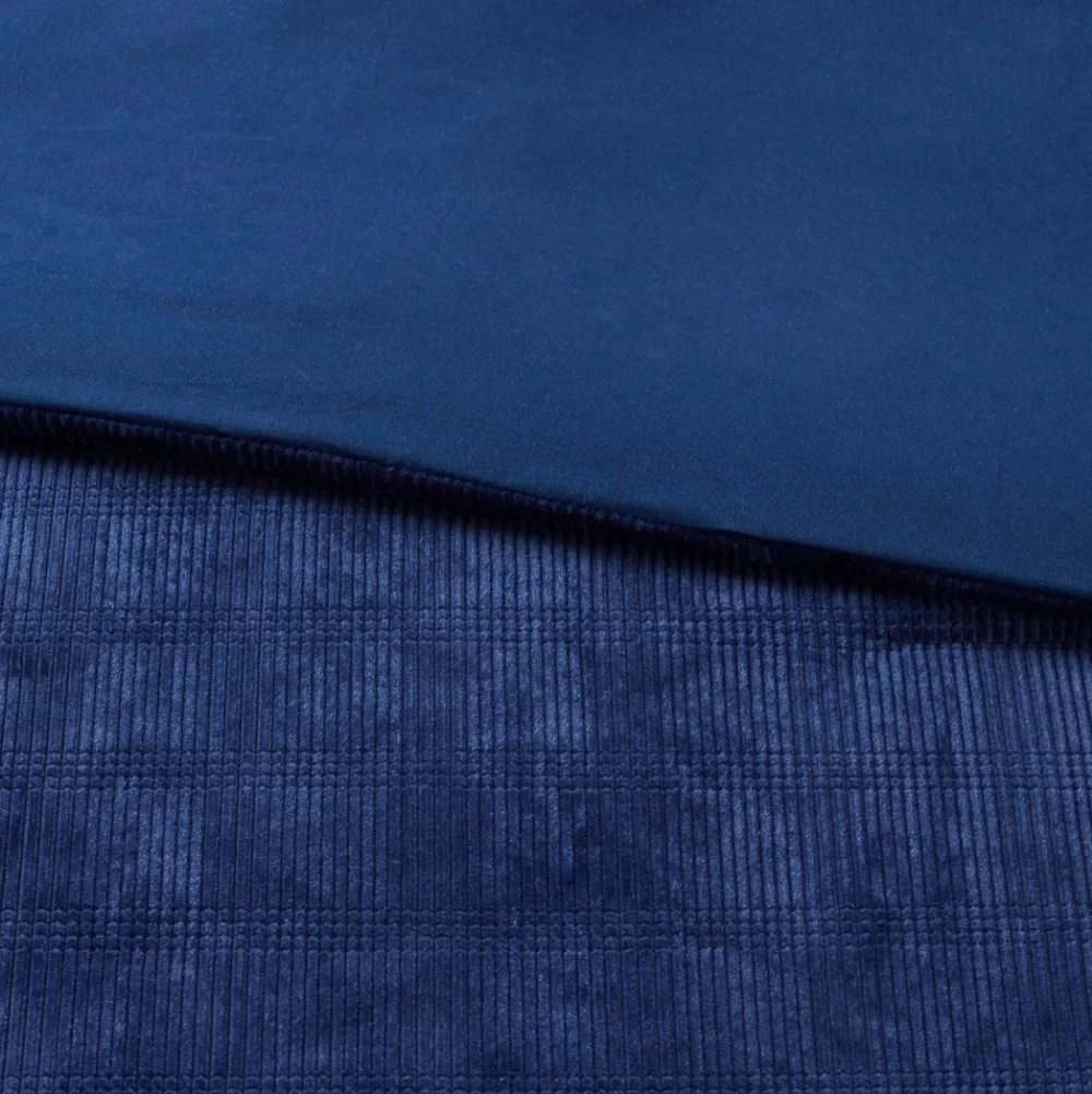 Twin/Twin Extra Long Corduroy Plaid Comforter Navy Blue - Room Essentials NEW